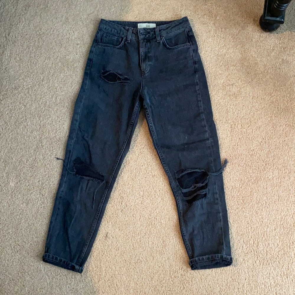 Topshop Moto mom jeans with mesh bum rip